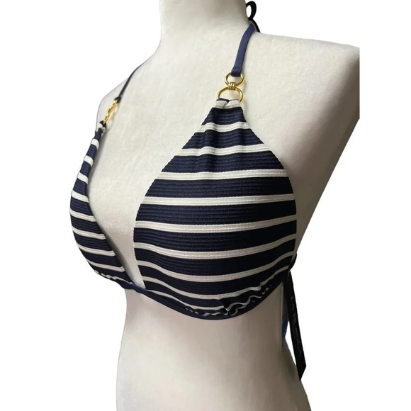 LA BLANCA Capri Banded Triangle Bikini Top In Indigo - Picture 3 of 5